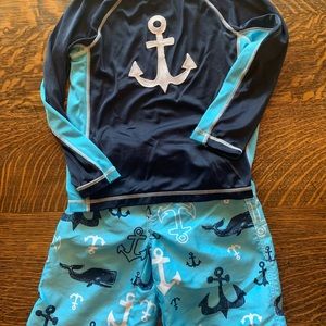 Gymboree Boys Swim Trunks & Matching Rash Guard